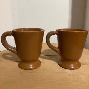 Vintage Set Of 2 Brown Coffee Restaurant Style Mugs Plastic Grips.